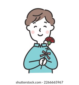 Man with Carnation Mother's Day Illustration