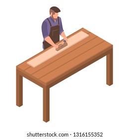 Man carpenter icon. Isometric of man carpenter vector icon for web design isolated on white background