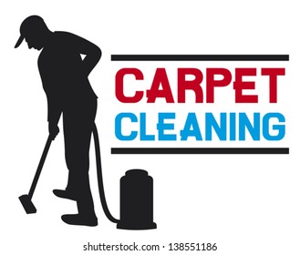 Man And A Carpet Cleaning Machine
