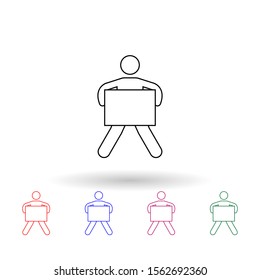 Man carries a big box multi color icon. Simple thin line, outline vector of carrying and picking a box icons for ui and ux, website or mobile application