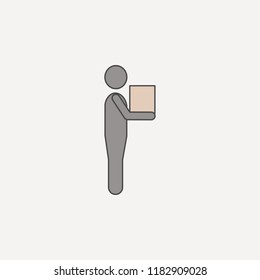 man carries box 2 colored line icon. Simple colored element illustration. man carries box outline symbol design from carrying and picking box set on blue background