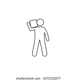 a man carries a box on his shoulder icon. Element of man carries a box illustration. Premium quality graphic design icon. Signs and symbols collection icon for websites on white background