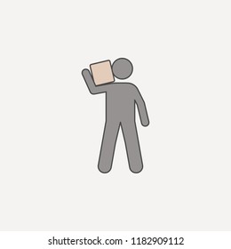 man carries box on shoulder 2 colored line icon. Simple colored element illustration. man carries box on shoulder outline symbol design from carrying and picking box set on blue background