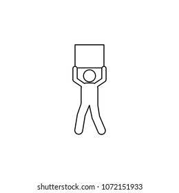 a man carries a box overhead icon. Element of man carries a box illustration. Premium quality graphic design icon. Signs and symbols collection icon for websites on white background