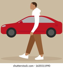 A man carries a car