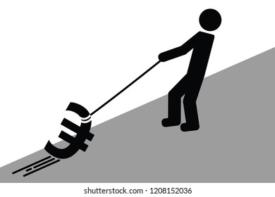 man carries euro upwards pictogram vector illustration EPS10