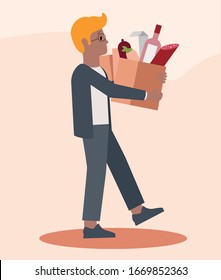 a man carries food in boxes