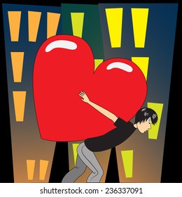 Man carries heart