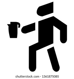 Man carries a kettle icon vector. A appliance that boils for tea.