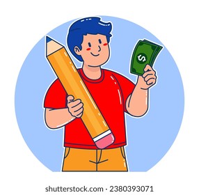 A man carries a pencil