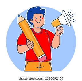 A man carries a pencil