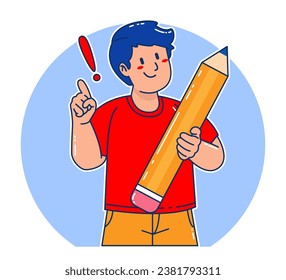 A man carries a pencil