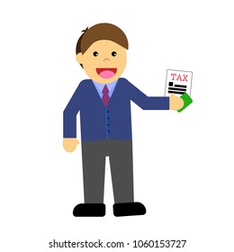 Man carries tax documents. Flat style, illustration, vector,