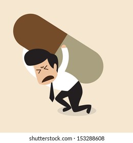 Man carry a big pill