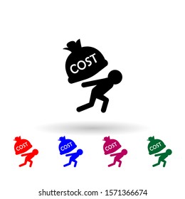 Man carry the costs multi color icon. Simple glyph, flat vector of profit icons for ui and ux, website or mobile application