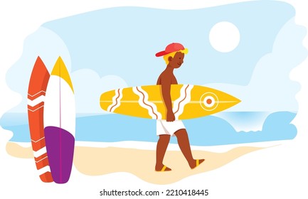 Man carry surfboard on the beach