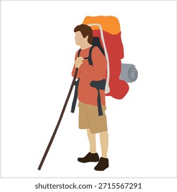 Hombre que lleva una mochila para el senderismo