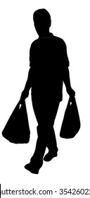 Man Carrying Bags,shopping, Silhouette Vector