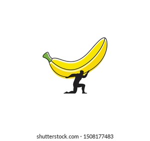 man carrying banana vector illustration funny creative logo template