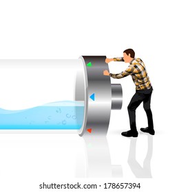 man carrying a battery