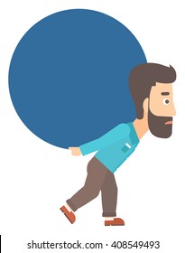 Man carrying big ball.
