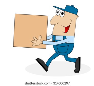a man carrying a big box, vector illustration