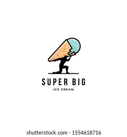 a man carrying big ice cream vector illustration logo design for ice cream shop cafe