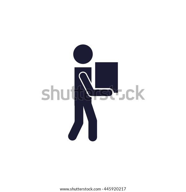 Man Carrying Box Icon Stock Vector (Royalty Free) 445920217