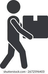 Man carrying box vector icon delivery service logistics shipping package moving vector