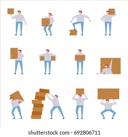 Man carrying box vector illustration flat design