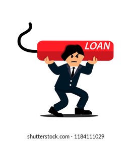 Man carrying Burden of a loan. Flat designs