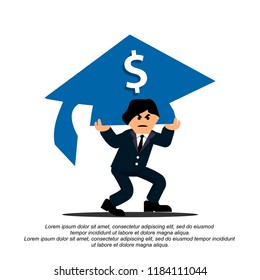 Man carrying Burden of a tuition fee. Flat designs