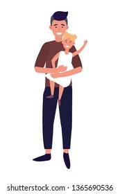 man carrying child