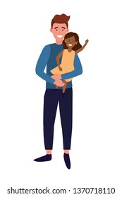 man carrying a child