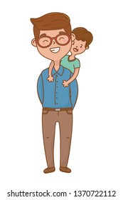 man carrying child