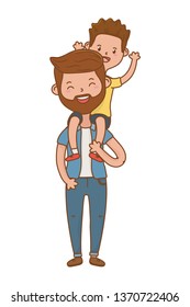man carrying child