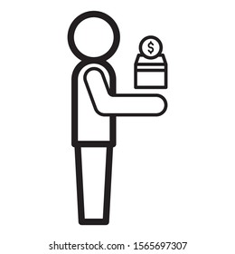 Man Carrying Donation Box Concept Vector Icon Design