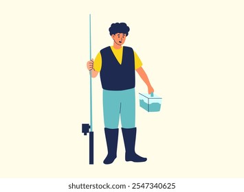 Man carrying fish box equipment