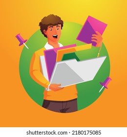 a man carrying a folder and checking documents