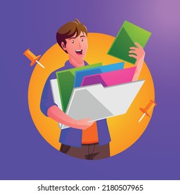 a man carrying a folder and checking documents