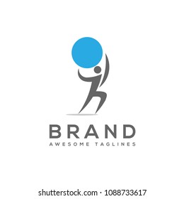 man carrying globe symbol simple logo vector