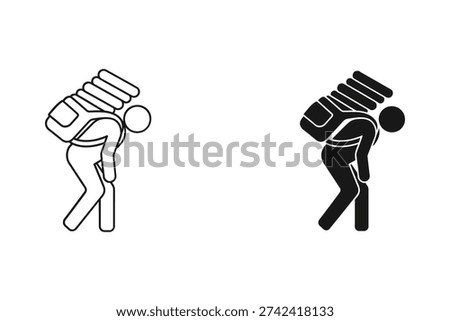 Man carrying heavy load on back vector illustration