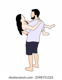 Man Carrying His Girlfriend with Love