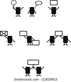 Man Carrying Holding Empty Blank Signboard Banner Placard Business Marketing Icon Sign Symbol Pictogram