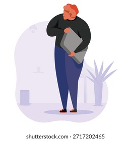 Un hombre que lleva un portátil de gráficos Illustrator