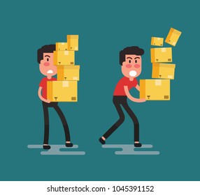 Man carrying large stack of boxes