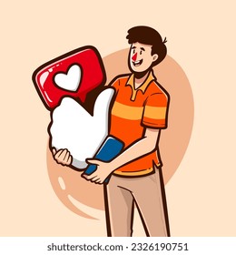 Mann, der eine Art von Liebe trägt, Vektorgrafik