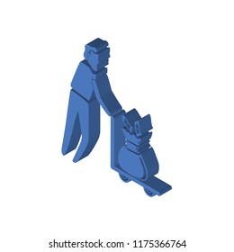 Man Carrying Money isometric left top view 3D icon