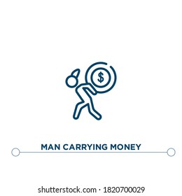 man carrying money outline vector icon. simple element illustration. man carrying money outline icon from editable business concept. can be used for web and mobile

