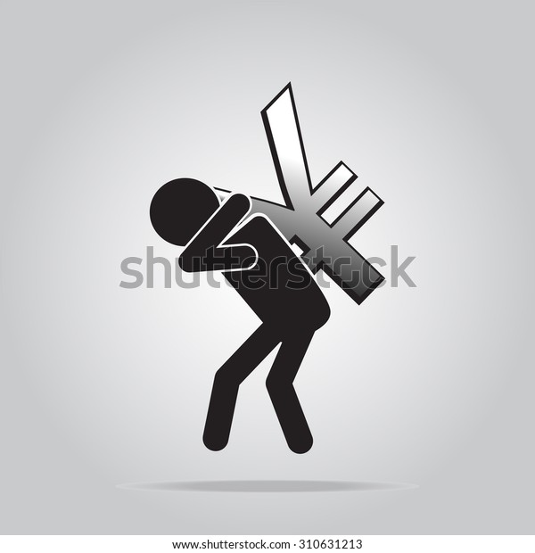 Man\
carrying with a money sign, pictogram\
illustration
